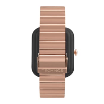 Relógio Smartwatch Technos Connect Max Digital Rosé Quadrado Troca de Pulseira Inteligente Aço Inoxidável á Prova D'água TMAXAJ/7T