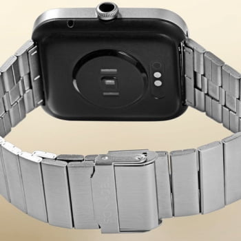 Relógio Smartwatch Technos Connect Max Feminino Prateado Quadrado Troca de Pulseira Inteligente Á Prova D'água TMAXAK/7K