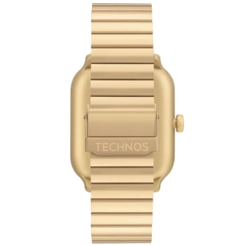 Relógio Smartwatch Technos Connect Max Pro Digital Dourado Quadrado Troca de Pulseira Inteligente Aço Inoxidável á Prova D'água TMAXPAD/9D