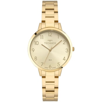 Relógio Technos Feminino Boutique Dourado Visor com Numeração  Completa  Maquinário Japonês Aço Inoxidável Á Prova D'água 2035NDM/1X
