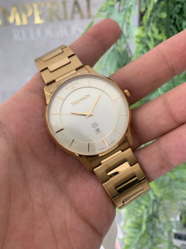 Relógio Technos Unissex Dourado Aço Inox Slim Safira - GM10YP/1X