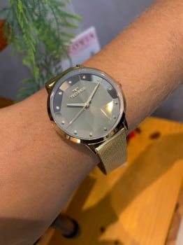 Relógio Technos Feminino Dourado Espelhado Com Pulseira Milanesa 203AAG/1D