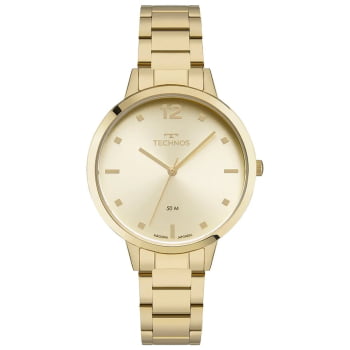 Relógio Technos Feminino Dress Dourado Visor Champanhe Maquinário Japonês Aço Inoxidável Á Prova d'água 2035NBE/1X