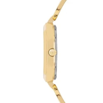 Relógio Technos Feminino Elos Dourado Minimalista Visor Prata Com Cristais Maquinário Japonês Aço Inoxidável Á Prova d'água  2035MWH/1K
