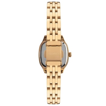 Relógio Technos Feminino Mini Dourado Minimalista Quadrado Visor Champanhe com Cristais Maquinário Japonês Aço Inoxidável 2025LUP/1X