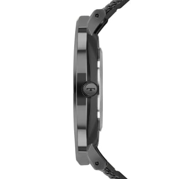 Relógio Technos Slim Grafite Minimalista Vidro Safira Visor Azul Pulseira Milanese Maquinário Japonês Aço Inoxidável Á Prova d'água 2025LUA/1A