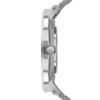 Relógio Technos Slim Prateado Minimalista Vidro Safira Visor Azul Pulseira Milanese Maquinário Japonês Aço Inoxidável Á Prova d'água 2025LUE/1A