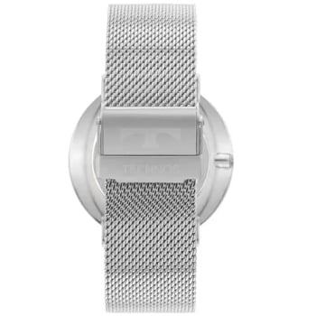 Relógio Technos Slim Prateado Minimalista Vidro Safira Visor Azul Pulseira Milanese Maquinário Japonês Aço Inoxidável Á Prova d'água 2025LUE/1A