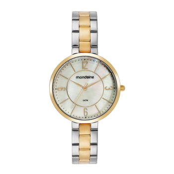 Kit Relógio Mondaine Feminino Bicolor Visor Madrepérola Á Prova d'água 99881LPMKBE3