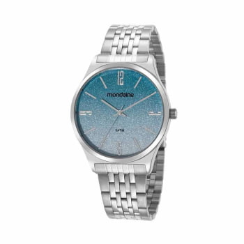 Relógio Mondaine Feminino Prata Gliter Degradê  á Prova D'água 32340L0MVNE2
