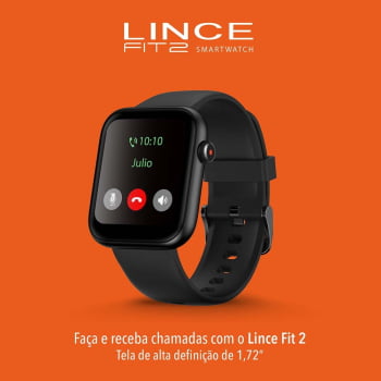 Relógio Smartwatch Lince Fit 2 Preto Esportivo inteligente troca pulseira a prova d'água LSWUQPM002 