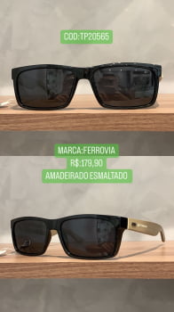 Óculos de Sol Ferrovia Masculino Polarizado Quadrado Amadeirado Esmaltado TP20565