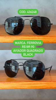 Óculos Ferrovia Aviador Ponte Alta Unissex Black Com Armação Preta Em Metal 436248