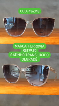 Óculos De Sol Ferrovia Feminino Translúcido Acetato Gatinho Lente Degrade 436348