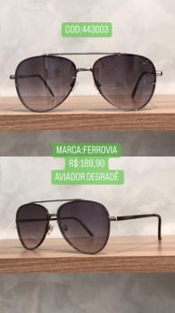 óculos de sol aviador degradê feminino ferrovia -443003