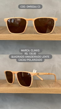 Óculos de Sol Clikks Amadeirado Quadrado Lente Cacau Polarizado em Acetato 0M50264 C3