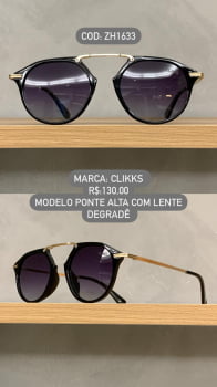 Óculos de Sol Clikks Feminino Dourado Ponte Alta com Lente Degrade em Metal e Acetato ZH1633