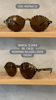 Óculos de Sol Clikks Feminino Redondo com Lente Cacau em acetato WQ7540 C2
