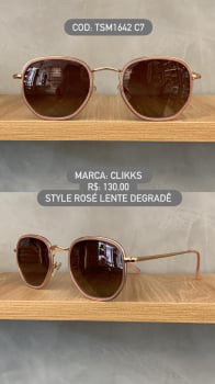 Óculos de Sol Clikks Feminino Style Rose com Lente Degrade TSM1642 C7