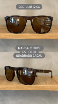 Óculos de Sol Clikks Masculino Cacau Fosco Quadrado com Lente Cacau em Acetato JL8112 C4