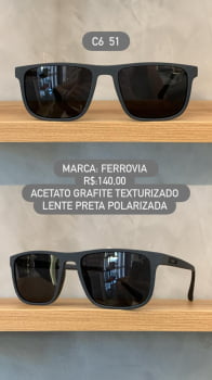 Óculos de Sol Clikks Masculino Grafite Texturizado Style com Lente Preta Polarizada em Acetato C6 51