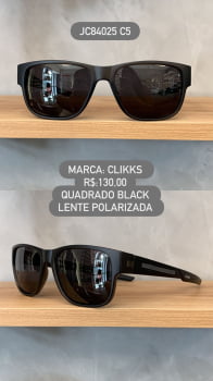 Óculos de Sol Clikks Masculino Quadrado Preto Polarizado em Acetato JC84025 C5 Óculos de Sol Clikks Masculino Quadrado Preto Polarizado em Acetato JC84025 C5