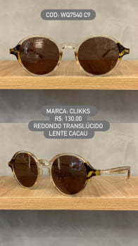 Óculos de Sol Clikks Redondo Translúcido com Lente Cacau WQ7540 C9