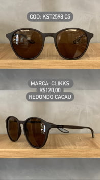 Óculos de Sol Clikks Unissex Redondo Cacau Style com Lente Marrom em Acetato KST2598 C5