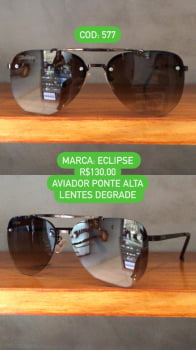 Óculos de Sol Eclipse Cacau Esmaltado Aviador Metal Lente Degrade com Ponte Alta UV400
