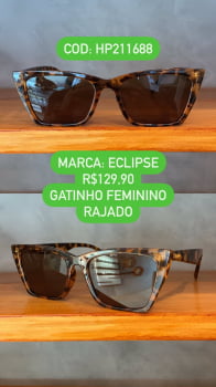 Óculos de Sol Eclipse Feminino Rajado Esmaltado Gatinho Acetato Lente Cacau HP211688