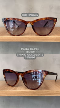 Óculos de Sol Eclipse Feminino Rajado Style Gatinho com Lente Degrade Acetato HP224636 C4