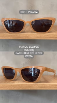 Óculos de Sol Eclipse Feminino Salmão Coral Gatinho com Lente Preta Acetato HP224694 C5