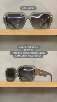 Óculos de Sol feminino Ferrovia Verde Translucido com Lente Polarizada Acetato 436503