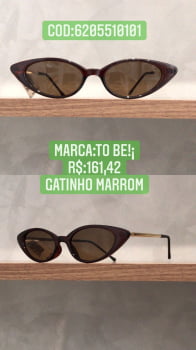 Óculos de Sol Feminino Gatinho Marrom Com lente marrom To Be 6205510101