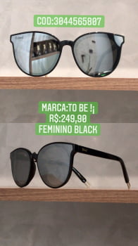Óculos de Sol Feminino Gatinho Preto Acetato com Lente Espelhada To Be 3044565807