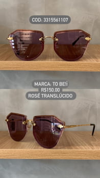 Óculos de Sol Feminino Gatinho Dourado com Lente Rosé Translúcida ToBe 3315561107