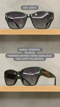 Óculos de Sol Feminino Gatinho Verde Esmaltado com Lente Polarizada Acetato 436510