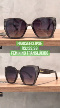 Óculos de Sol Eclipse Feminino Quadrado Translúcido Acetato Lente Degradê HP202084