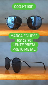 Óculos de Sol Feminino Redondo Metal Preto e Chumbo Eclipse HT1081