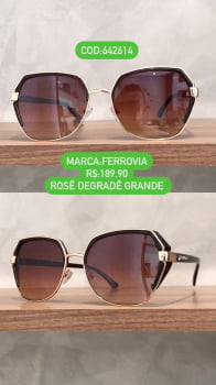 Óculos de Sol Feminino style Marrom com Lente Degrade Metal Ferrovia 642614