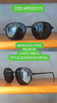 Óculos de Sol Feminino Style Quadrado Metal Preto Eclipse HP202315