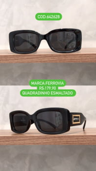 Óculos de Sol Feminino Style Retrô Esmaltado preto Ferrovia 642628