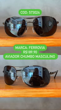 Óculos de Sol Masculino Retrô Aviador Metal Chumbo Com Lente Preta Ferrovia 573024