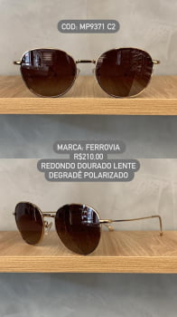 Óculos de Sol Ferrovia Feminino Dourado Redondo Metal com Lente Degrade polarizado MP9371 C2