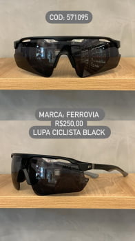 Óculos de Sol Ferrovia Esportivo Ciclismo Lupa Preto em Acetato 571095
