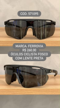 Óculos de Sol Ferrovia Esportivo Ciclismo Lupa Preto em Acetato 571095