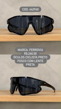 Óculos de Sol Ferrovia Esportivo Ciclismo Lupa Preto em Acetato 642940