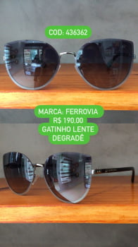 Óculos de Sol Ferrovia Feminino Gatinho Degradê 436362