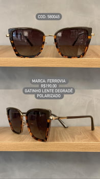Óculos de Sol Ferrovia Feminino Gatinho em Acetato Lente Degradê Polarizado 580045