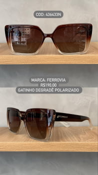 Óculos de Sol Ferrovia Feminino Gatinho Quadrado Lente Degradê Polarizado 436433N